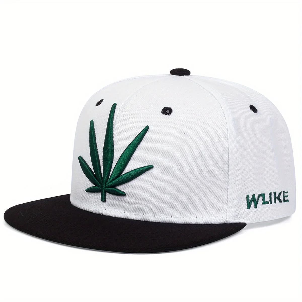 Casquette Snapback Cannabis (Modèle: Blanc et Vert)