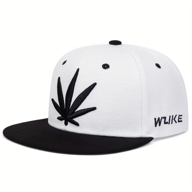 Casquette Snapback Cannabis (Modèle: Blanc et Noir)