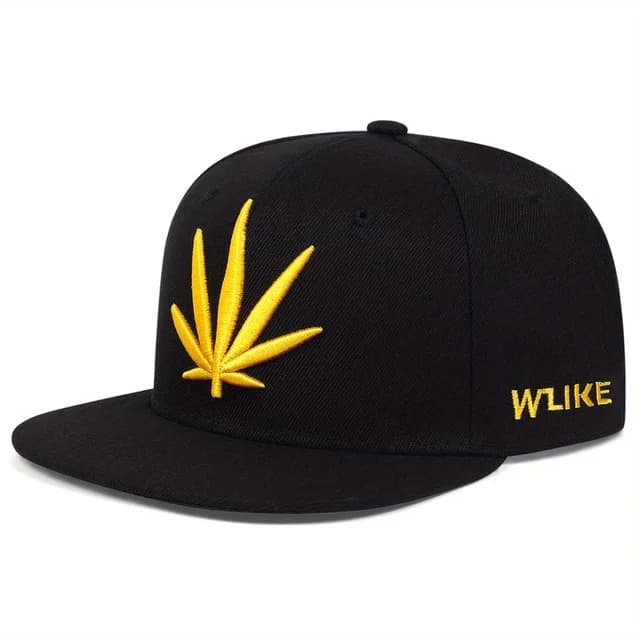 Casquette Snapback Cannabis (Modèle: Noir et Or)
