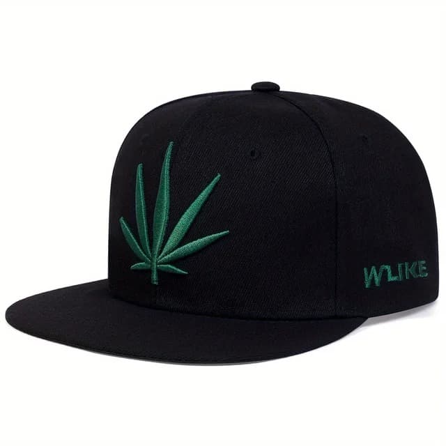 Casquette Snapback Cannabis (Modèle: Noir et Vert)