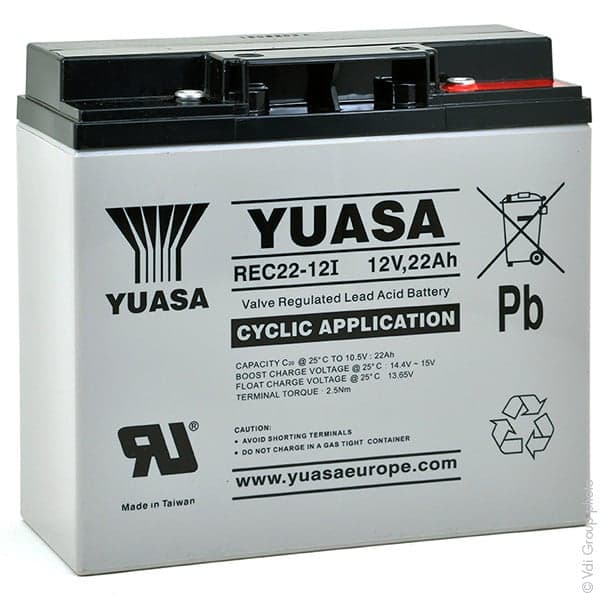 Yuasa - Batterie plomb AGM YUASA REC22-12I 12V 22Ah M5-F