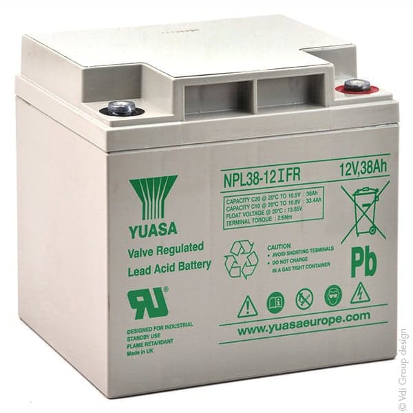 Yuasa - Batterie plomb AGM YUASA NPL38-12IFR 12V 38Ah M5-F