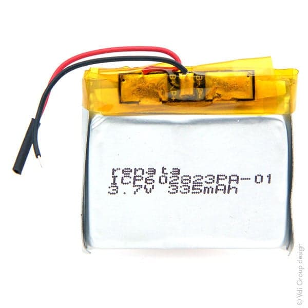 Renata / Swatch Group - Batterie Li-Po 1S1P ICP602823PA + PCM UN38.3 3.7V 350mAh fils