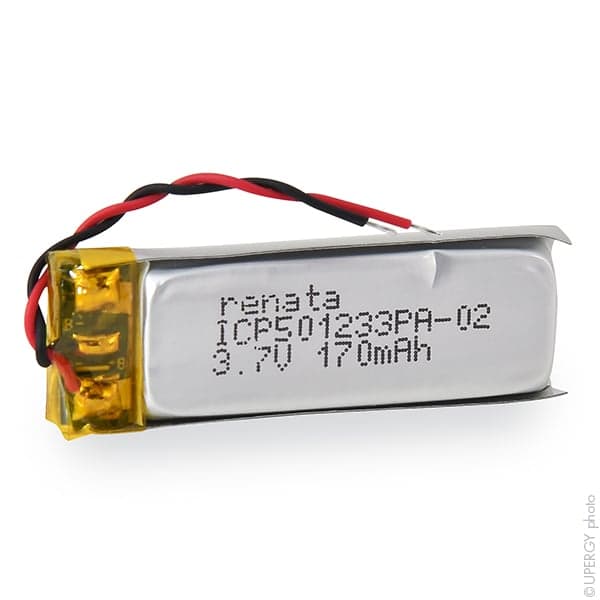 Renata / Swatch Group - Batterie Li-Po 1S1P ICP501233PA + PCM UN38.3 3.7V 175mAh fils