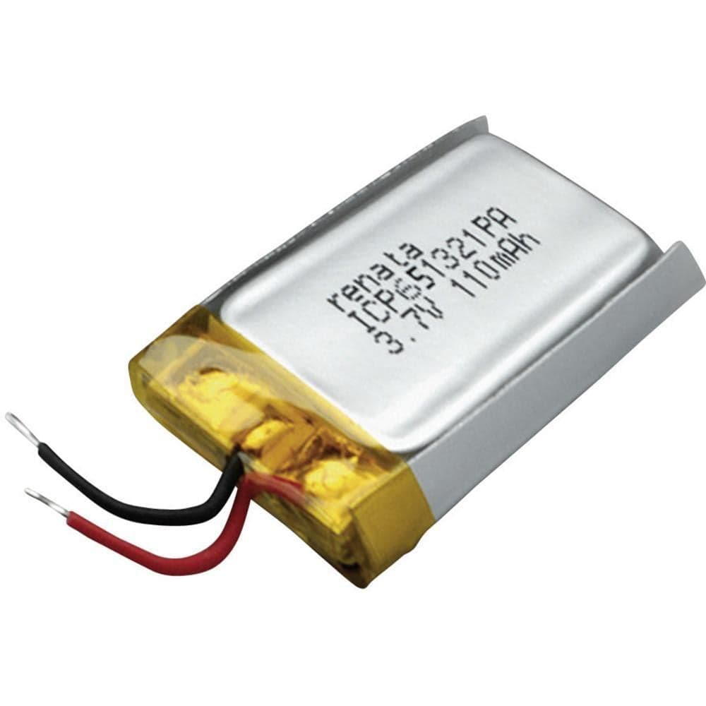 Renata / Swatch Group - Batterie Li-Po 1S1P ICP651321PA + PCM UN38.3 3.7V 120mAh fils