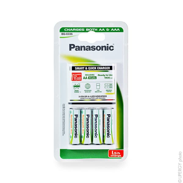 Panasonic - Chargeur rapide pour 4AA/4AAA PANASONIC BQ-CC55+ 4AA READY TO USE