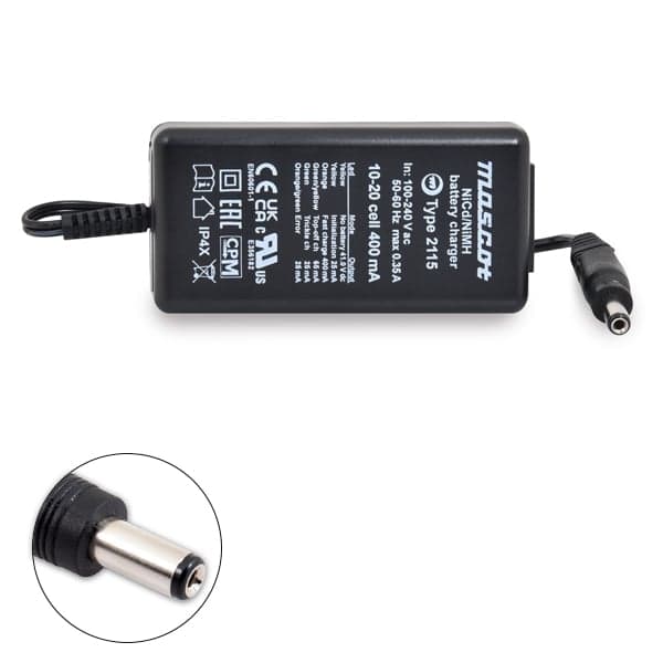 Mascot - Chargeur NiCd/NiMH 10 à 20 cellules/0.4A 110-230V Mascot 2115 - Sortie 5.5x2.1mm