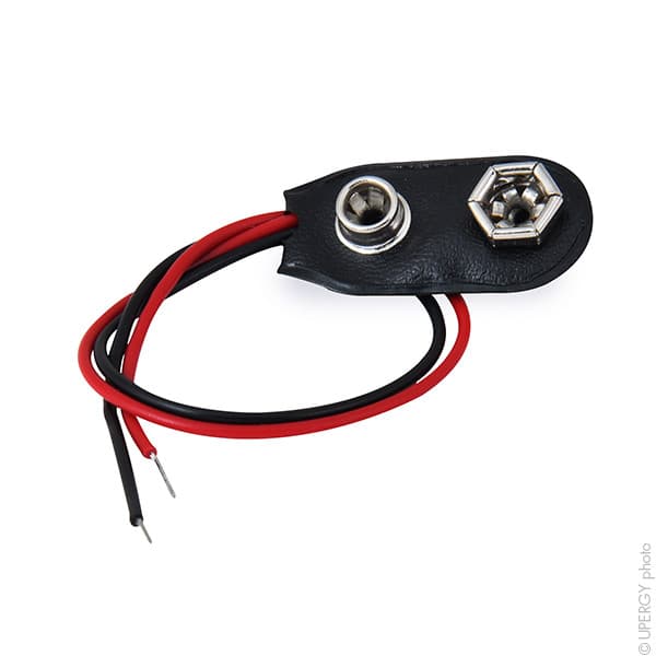 Orbitec - Connecteur clip pression 9V avec fils Rouge et Noir UL1007 - AWG26 , 150mm