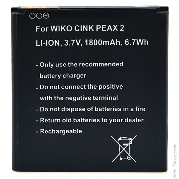 Wiko - Batterie téléphone, smartphone, GSM pour Wiko 3.7V 1800mAh