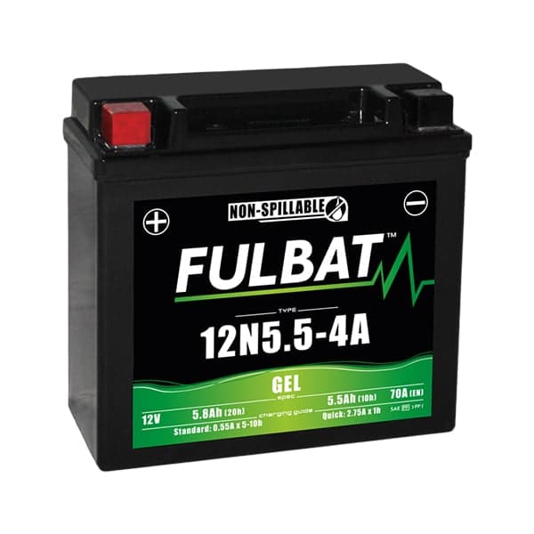 Fulbat - Batterie moto Gel 12N5.5-4A/4B 12V 5.5Ah
