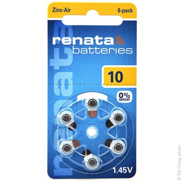 Renata / Swatch Group - Pile auditive 10A RENATA 0%Hg 1.45V 105mAh