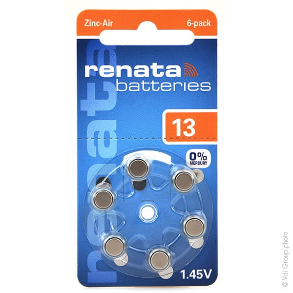 Renata / Swatch Group - Pile auditive 13A RENATA 0%Hg 1.45V 305mAh