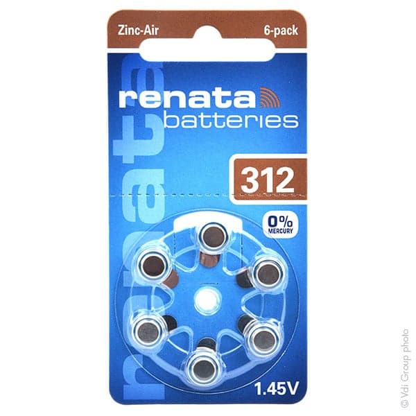 Renata / Swatch Group - Pile auditive 312A RENATA 0%Hg 1.45V 165mAh