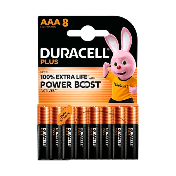 Duracell - Pile alcaline blister x8 Duracell Plus Power Boost Actives LR03 - AAA 1.5V 1175mAh