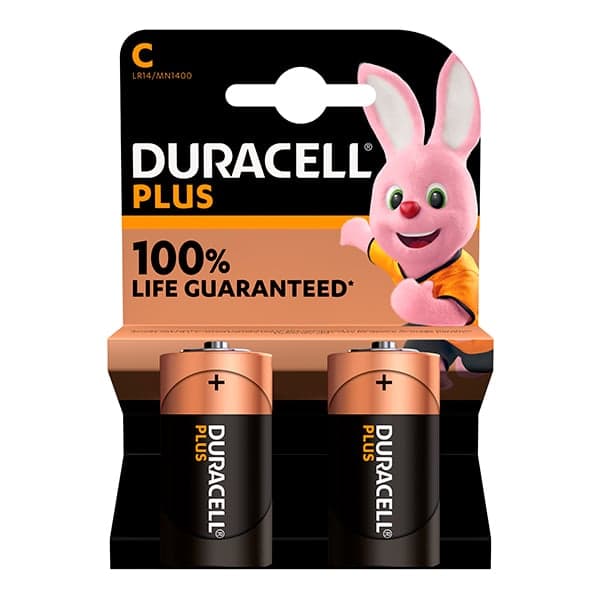Duracell - Pile alcaline blister x2 Duracell Plus 100% LR14 - C 1.5V 7750mAh