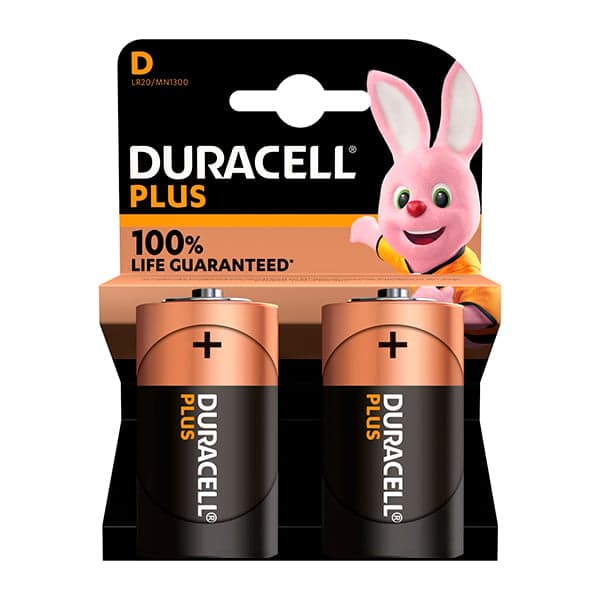 Duracell - Pile alcaline blister x2 Duracell Plus 100% LR20 - D 1.5V 18Ah
