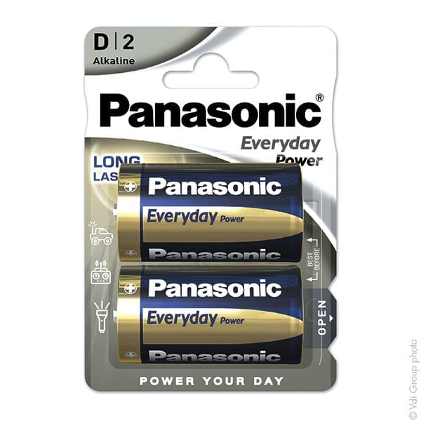 Panasonic - Pile alcaline blister x2 Panasonic Everyday Power LR20 - D 1.5V 19.7Ah