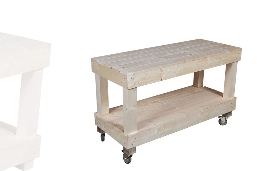 Table 2 Niveaux Étroite Bois Clair AVEC roulettes