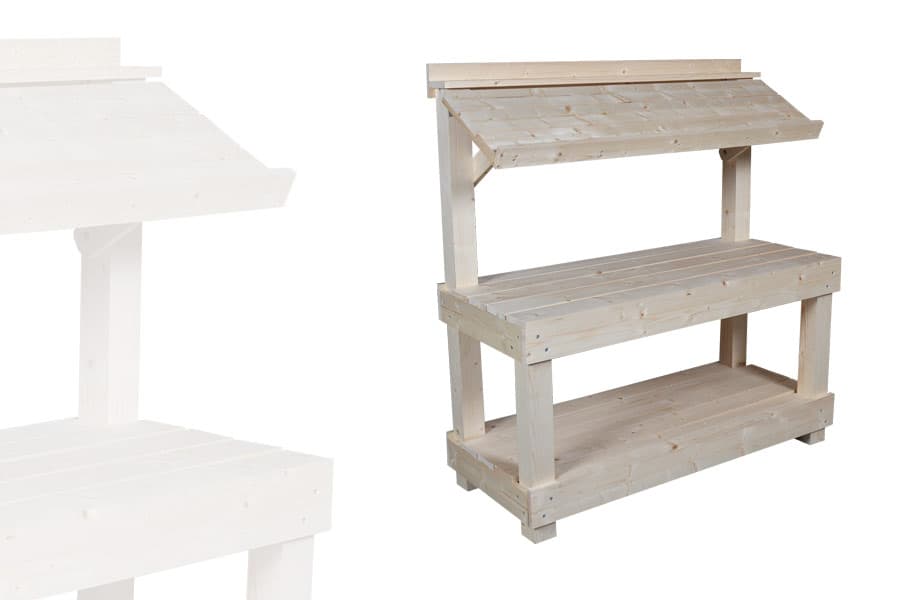 Étal Marché Trottoir 2 Niveaux Bois Clair SANS Roulettes