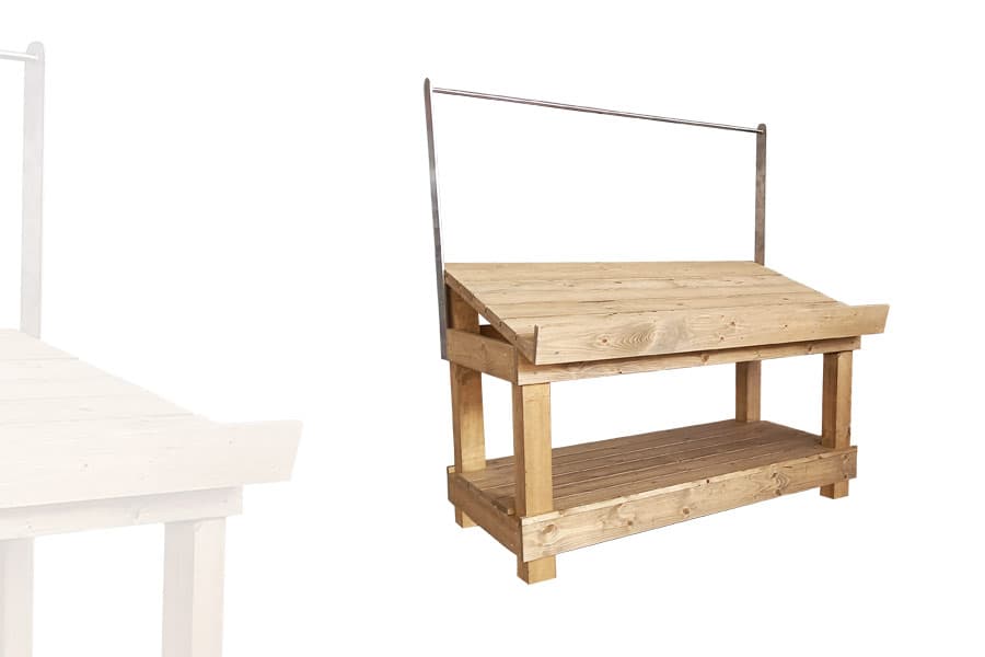 Étal Marché 1 Niveau Arceau Inox Bois Vieilli SANS Roulettes