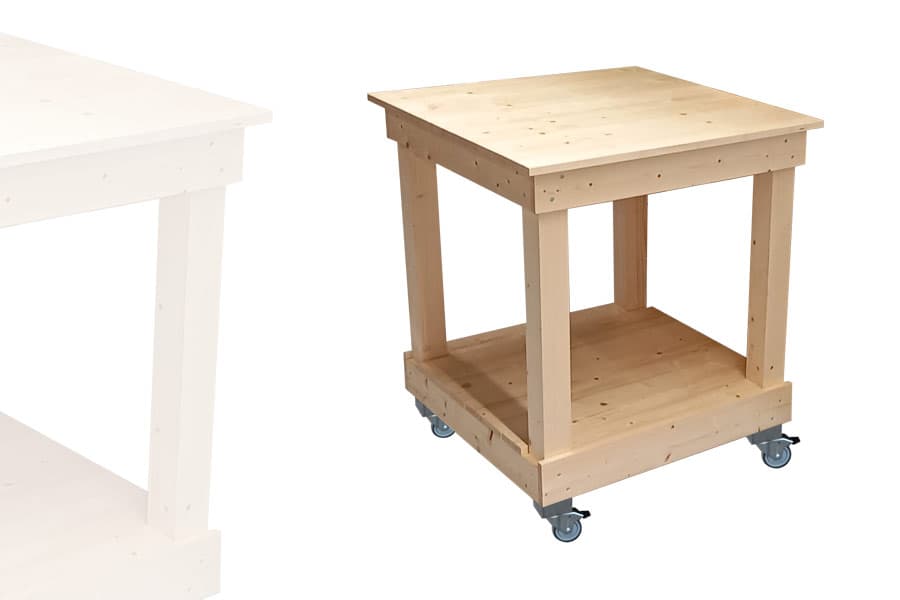 Table 2 Niveaux Carrée Bois Clair AVEC roulettes