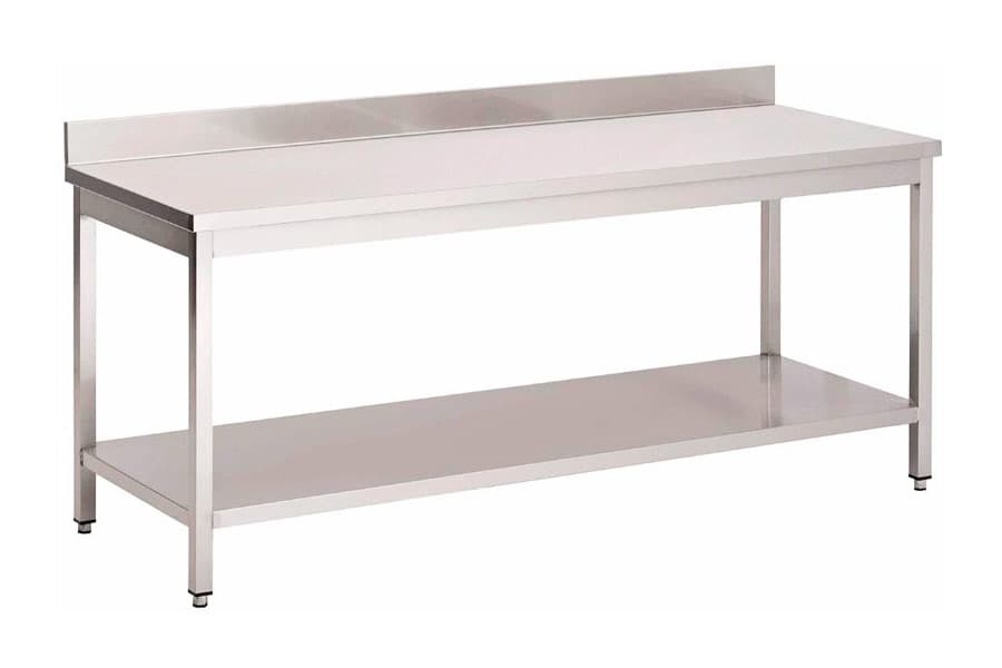 Table 2 niveaux avec dosseret INOX AISI 430 Larg. 100 x Prof. 60 cm
