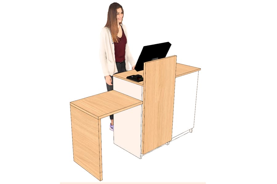 Comptoir d’Encaissement et d’Accueil 1 Poste avec Arche (droite) Blanc
