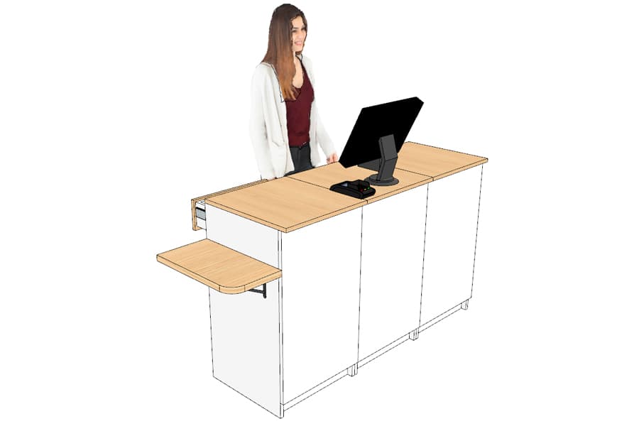 Comptoir d’Encaissement et d’Accueil 1 Poste en Ligne Bois Blanc