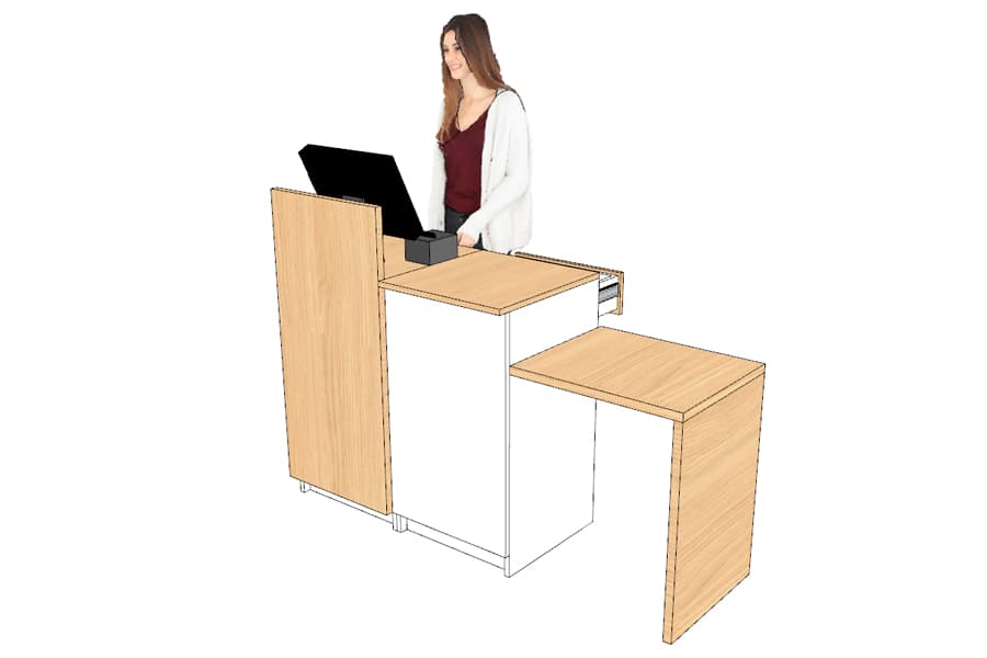 Comptoir d’Encaissement et d’Accueil 1 Poste avec Arche (droite) Blanc