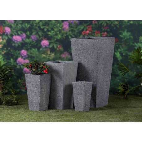 Lot de 4 Jardinières en Béton Fibré Coniques Gris Anthracite