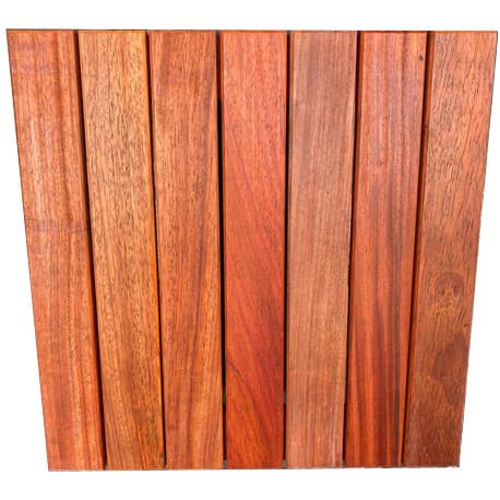 Dalle en Bois Exotique Padouk pour Terrasse 50 x 50 x 3,8 cm