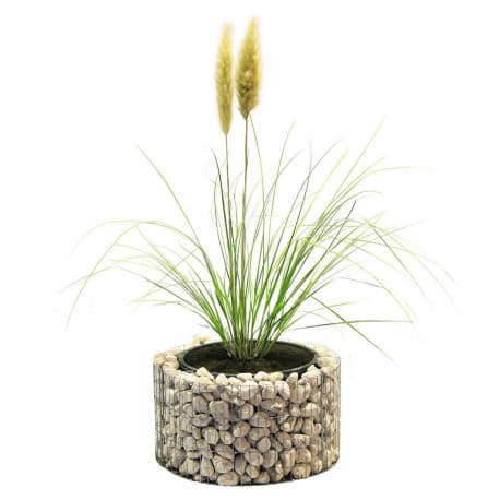 Jardinière en Acier Ronde Gabion 58 x 58 x 30 cm Sans Galet