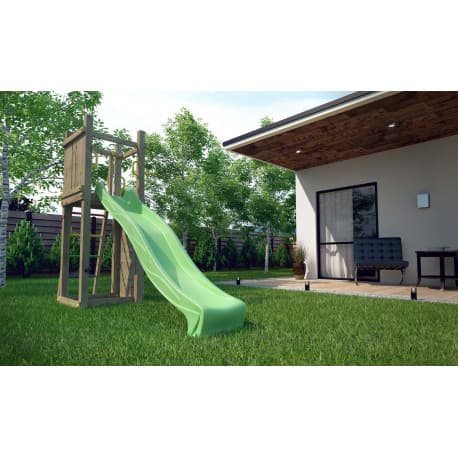 Aire de Jeux en Bois Zebulon avec Toboggan et Zone d’Escalade - 73,2 x 288,8 x 210 cm