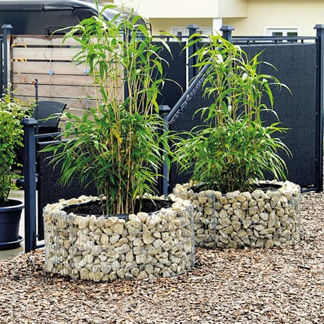 Jardinière en Acier Ronde Gabion 92 x 92 x 40 cm Sans Galet