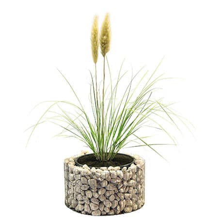 Jardinière en Acier Ronde Gabion 58 x 58 x 30 cm avec Galets