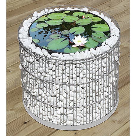 Jardinière en Acier Ronde Gabion 40 x 40 x 30 cm Avec Galets