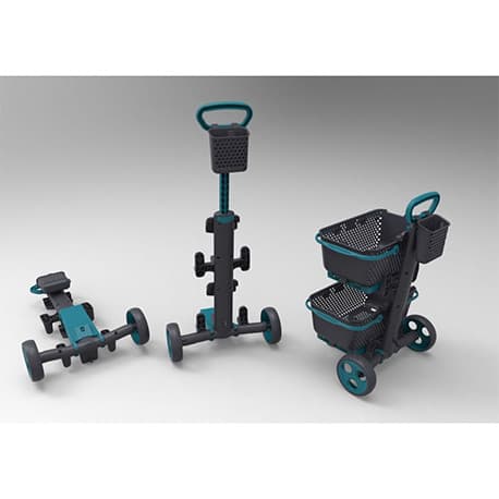 Chariot à Roulettes en Polypropylène Kaba 48,4 x 46,7 x 107,6 cm Gris et Turquoise – 15 L