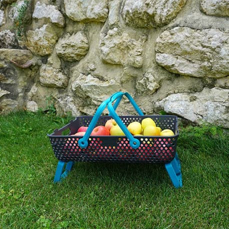 Lot de 2 Paniers en Polypropylène Kajo 58 x 38 x 15 cm Gris et Turquoise – 20 L