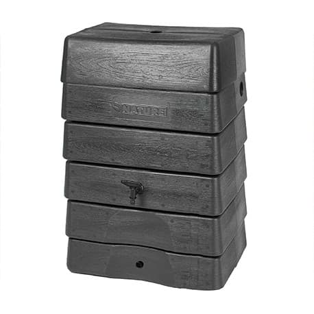 Kit Récupérateur d'Eau en Polyéthylène Tonneau Mural avec Robinet et Fixations et Connecteur - Anthracite –– 168 L - 59x39x89 cm