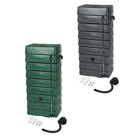 Kit Récupérateur d'Eau 276L Polyéthylène avec Robinets, Fixations et Connecteur - Anthracite ou Vert - 60x40x135cm