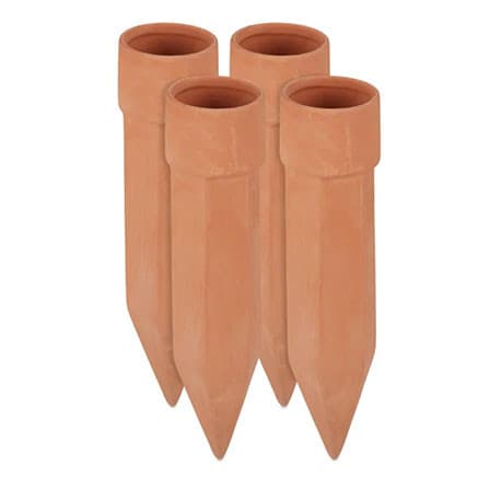 Lot de 4 Cônes d’Arrosage Automatique en Argile Terre Cuite - Diamètre 4,5 cm – 4,5 x 4,5 x 19 cm