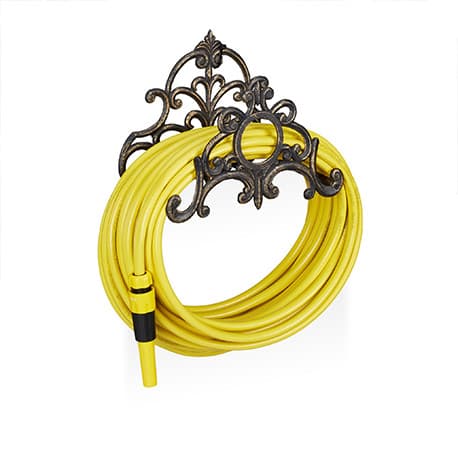 Support Tuyau Arrosage Mural en Fonte Marron – 31,5 x 15 x 24 cm