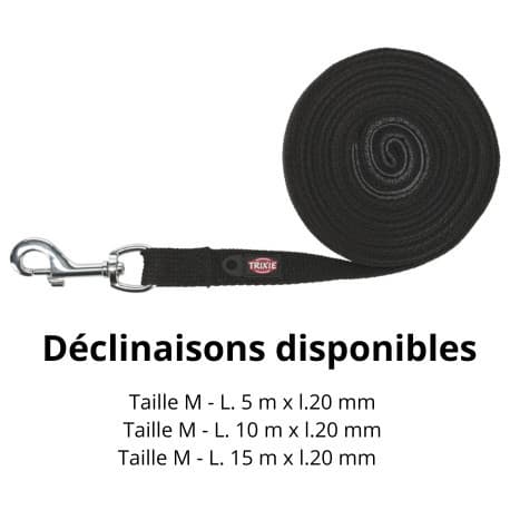Longe en Coton avec Dragonne Doublée Taille M Longueur 5 m - Noir