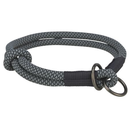 Collier Anti Traction Corde Soft L – Tour de Cou 50 cm - Noir / Gris