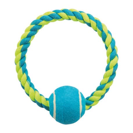 Jouet pour chien Corde en Anneau avec Balle de Tennis Ø6 / Ø18 cm