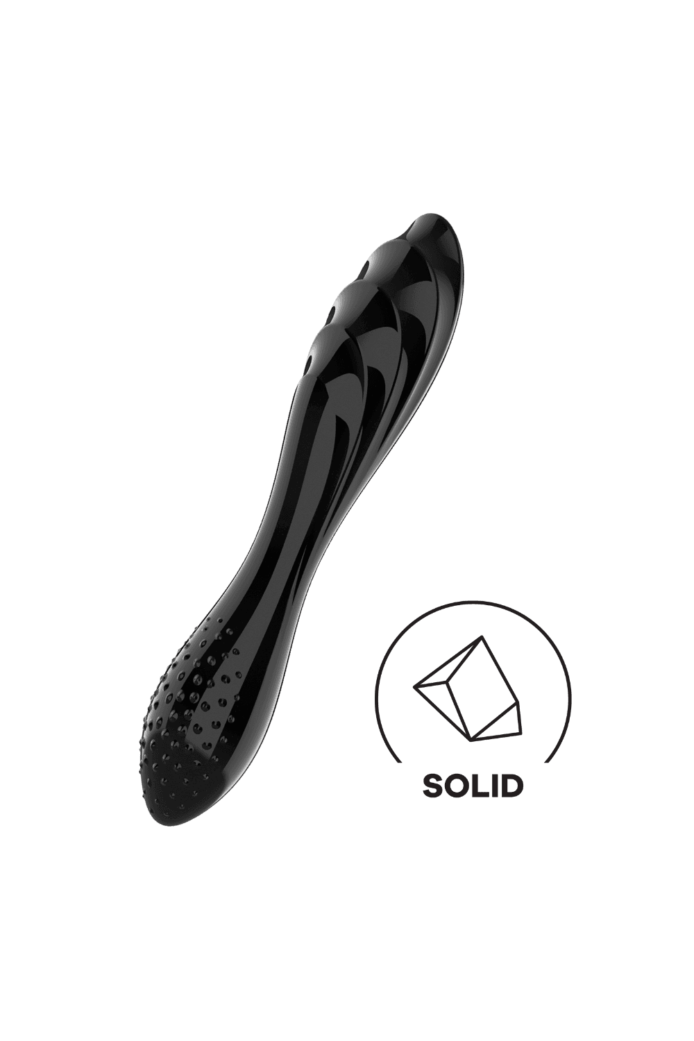 Gode en verre borosilicaté massif noir "Dazzling Crystal 1"
