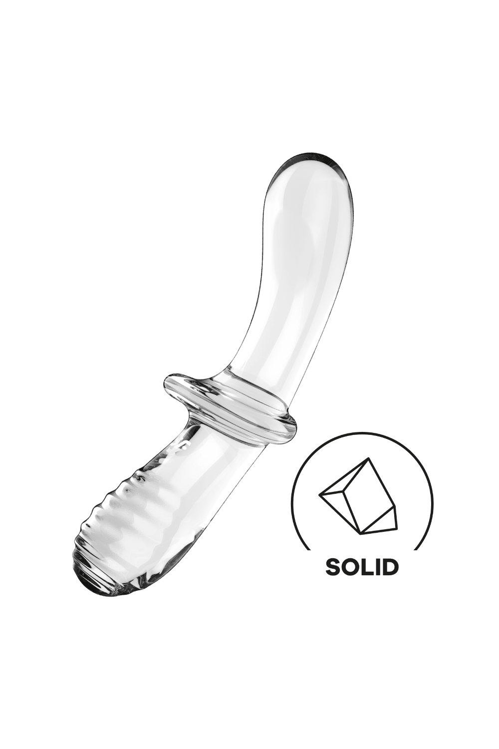 Gode en verre borosilicaté massif transparent "Double Crystal"