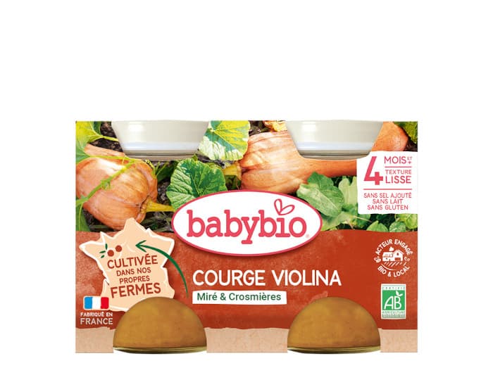 BABYBIO Mes Légumes - 2x130g Courge Violina de notre Ferme - Dès 6 mois