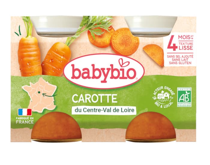 BABYBIO Mes Légumes - 2x130g Carotte - 4 mois