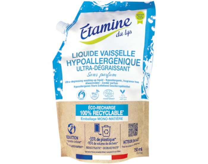 ETAMINE DU LYS Doypack Liquide Vaisselle Hypoallergénique - Sans Parfum - 750ml